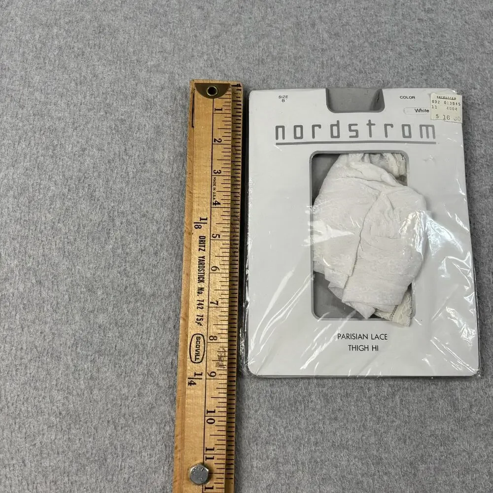 Nordstrom Shimmer Pantyhose Lace Thigh Hi Womens B Tan White Sheer Supportive